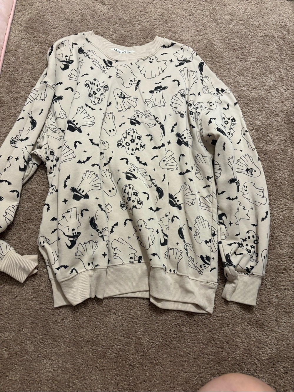 Wound Up Cream Sweatshirt with Black Line Art